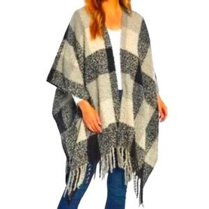 Woolrich Black Plaid Blanket Amelia Wrap OS NWOT